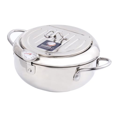 GOOHOCHY Olla Freidora Mini con Termómetro y Filtro de Aceite Compatible con Cocina de Inducción y Gas Olla de