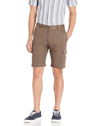 Louis Raphael Men's Khaki Straight Fit Comfort Waist Flat Front Cargo Short, Tan, 42W