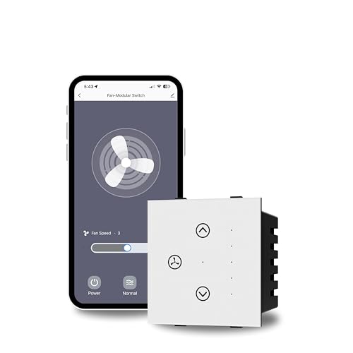 Image of AZIOT SMART MODULAR 1 FAN REGULATOR PREMIUM TOUCH SWITCH - Glass (Not Acrylic): Elevate Your Home with Effortless Control (Fits in Anchor Roma Classic and similar plates) Not for BLDC fans