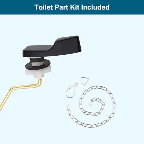 Universal Side Mount Metal Toilet Handle Replacement Kit Compatible with American Standard/Mansfield/Gerber/TOTO/Kohler Toilet, Toilet Tank Flusher Lever with Flapper Chain, Matte Black - Thumbnail 3