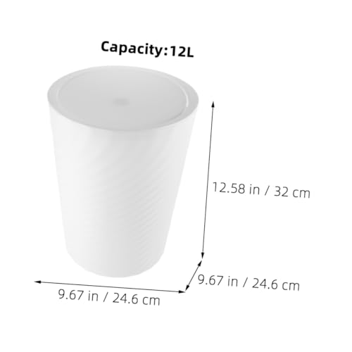 Caneca de basura rectangular blanca con tapa oscilante miniatura 2