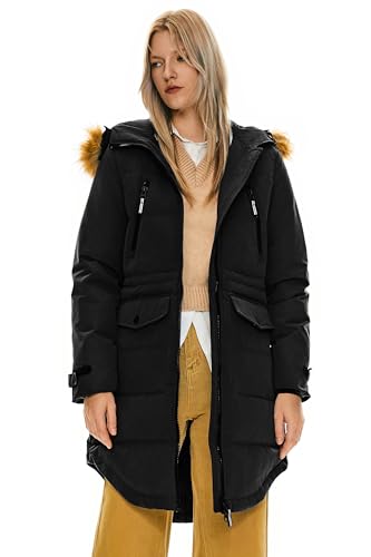 Orolay Women's Thickened Down Jacket Winter Warm Down Coat Black