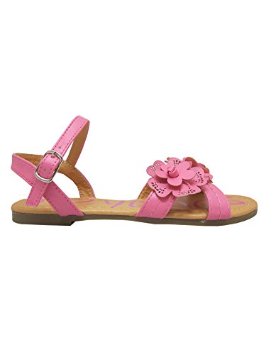 Yokids Cindee-73 Little Girls Flat Sandals With Front Flower Design2