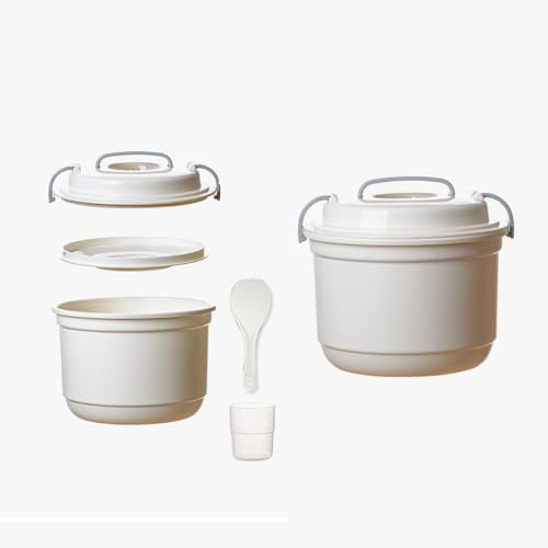 Microondas arrocera pequeña 1.5l, Microondas Vaporera Set con arroz Scoopfor, antiadherente microondas verduras Pasta Maker, para el hogar cocina lavavajillas
