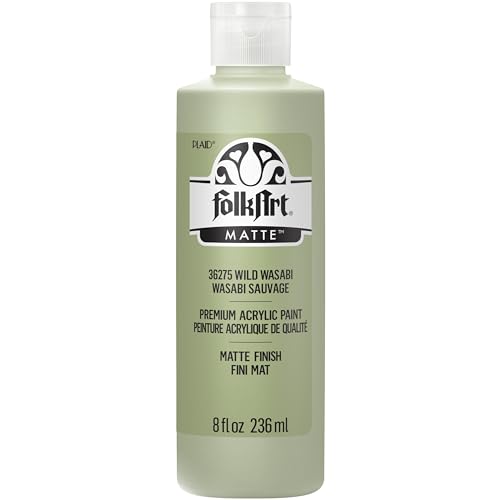 Image of FolkArt Acrylic Craft Paints, Wild Wasabi 8 fl oz Premium Matte Finish Paint, Perfect For Easy To Apply DIY Arts And Crafts, 36275