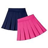Dalukit 2 Pack Toddler Baby Girls Pleated Skirt Baby Girls Uniform Skirt Built in Shorts Tennis Casual Skorts for Little Kid