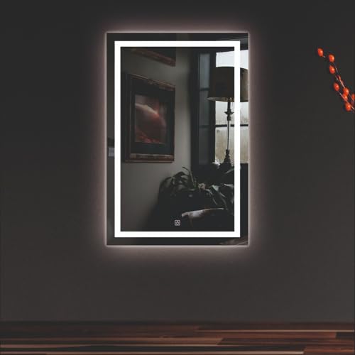 Image of Creative Arts n Frames LED Wall Mount HD Mirror with 3 Color Light Tone for Home Wall Living Room Bedroom Bathroom Hotel Decor Items (12x18 inch Rectangle)