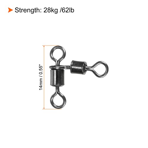 PATIKIL 3 Way Swivel, 60Pcs 62lb Copper Fishing Cross Line T-Turn Terminal Tackle, Black - Image 2