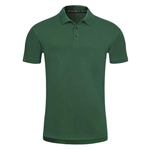 LEORTKS Camiseta de Hombres Color sólido La Solapa Camiseta para Hombre Manga Corta Botón Cosiendo Clásico tee Estilo Business Oficina Hombre Camiseta