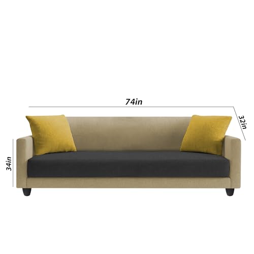 Image of Casaliving Dominic 3 + 2 Seater Sofa Set for Living Room (Cream Black) Premium Fabric Sofa
