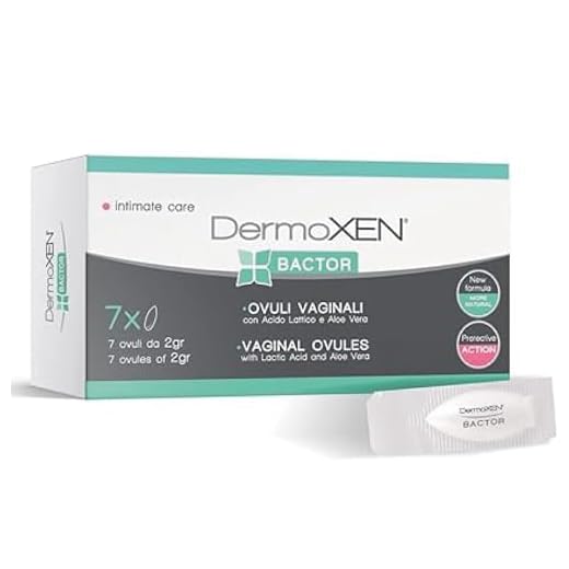 Dermoxen Bactor Óvulos Vaginales Contra Micosis, Vaginosis y Vaginitis Bacteriana. Para Ardor y Picor. Con Acción Fungicida, Protectora y Reequilibrante. 7 piezas.