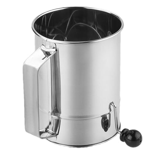 Hand Crank Sifter for Baking, Stainless Steel Flour Strainer, Handheld Cup Sifter, Hand Crank Sieve, Kitchen Cooking Baking Pastry Tools
