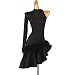 kzytamz Robes de Danse Latine pour Femmes Salle de Bal Salsa Samba Chacha Plume Costume Sexy Ourlet Incliné Robe de CompéTition Latine Performance Costume ScèNe Costumes (XXL,Black)