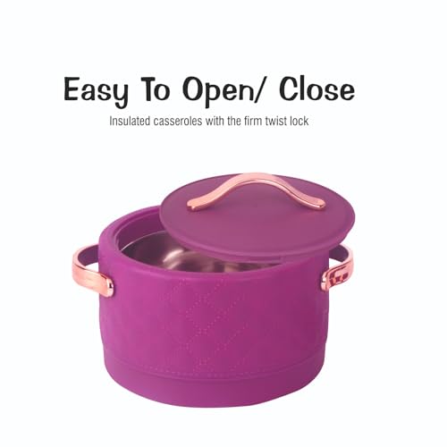 Image of Thavor Stainless Steel 2000Ml Casserole|Advanced Pu Insulation|Elegant Design Insulation|Keeps Food Hot&Fresh For Long Hrs|Chapati,Roti,And More (Brown)