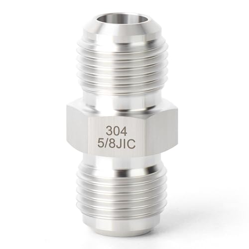 Image of TAISHER 2PCS Forging of 304 Stainless Steel JIC Flare Tube Fittings, 5 /8 inch JIC Male x 5 /8 inch JIC Male, Union