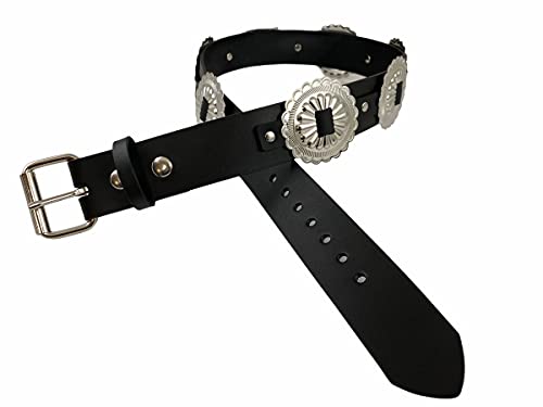 Large Concho Medallion 80's Hip Leather Belt Punk Goth Rap Rave Cosplay Heavy Duty4