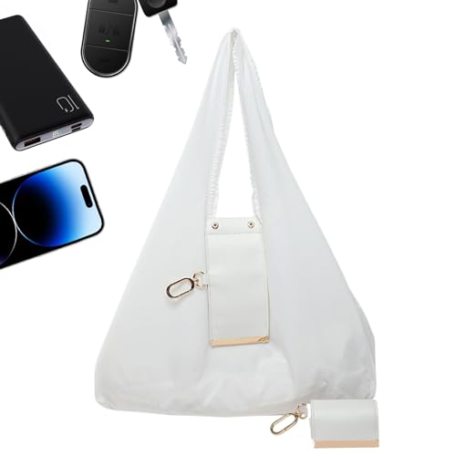 Bolso de mano para mujer, de piel sintética, a la moda, plegable, llavero, bolsa de compras, para mujeres, niñas, estudiantes, profesores, viajes, compras, al aire libre, escuela, playa, oficina