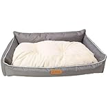 LxsNyvantic Cuccia Per Cani 90×60×(18,5+10) Cm Grigio, Cuscino Cane Con Rivestimento Oxford E Peluche Corto Anti-odore, Cuscino Interno Amovibile Lavabile, Mantiene La Forma, Per Animali Fino A 20 Kg