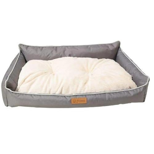 LxsNyvantic Hundebett 90×60×(18,5+10) cm Grau, Bequemes Hundekorb Mit Abnehmbarem Innenkissen, Waschbares Hundesofa Aus Oxfordgewebe & Geruchsregulierendem Kurzplüsch, Für Haustiere Bis 20 Kg