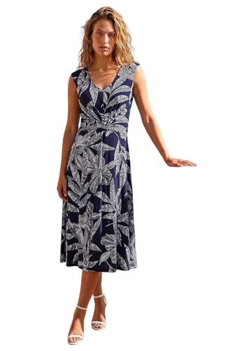 Image of Roman Originals Maxi Dress for Women UK Ladies Twist Knot Front Empire Waist Summer Party Casual Holiday Bohemian Beach Cruise Evening Long Sleeveless V Neck Jersey