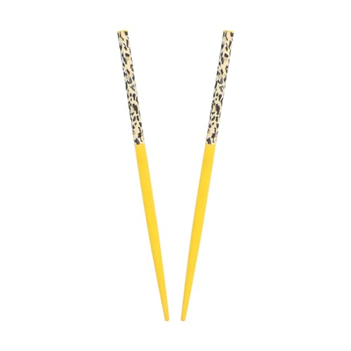 Palillos de pelo de madera Motique Accessories con estampado de animales amarillo