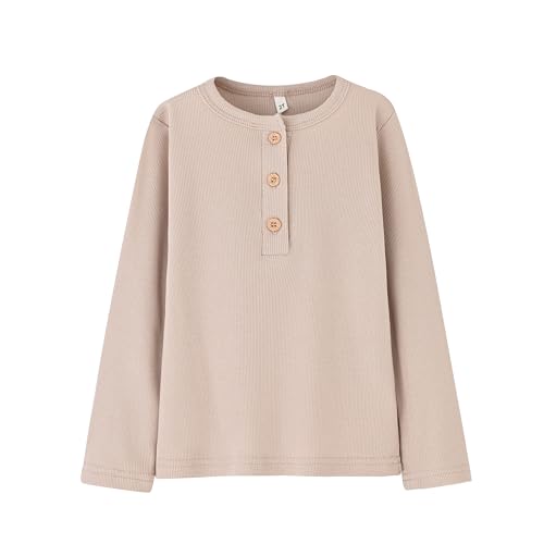 Teach Leanbh Toddler Boys Henley Shirt Cotton Soild Long Sleeve Tops for Kids 18 Months-7 Years