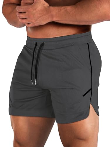 Aolesy Mens Workout Shorts with Zip Pocket 5