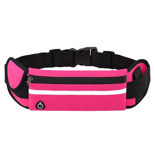 UYGTHI Laufgürtel Handy Tasche Jogging, Reflektierende Handytasche Joggen Wasserdicht für Damen und Herren, Laufgürtel mit Kopfhöreranschluss und Verstellbarem Gurt (Rot)