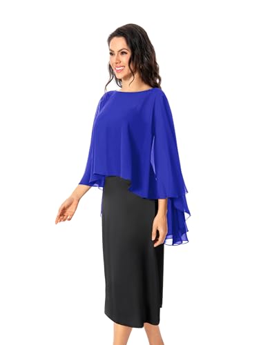 Image of Baoqiya Chiffon Capes Sheer Capelets Long Cape Poncho For Women Plus Size