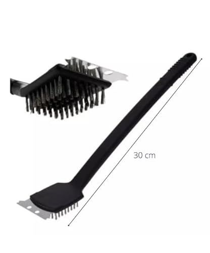 Kit Escova De Aço Para Limpar Grelha Churrasqueira Com Raspador +3 Conjunto Escova de Aço para Limpe