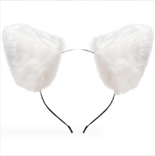 Hehglng White Cute Cat Ears Headband Long Fur Fox Ears Cosplay Headband with Bells Headwear Hairband for Party Costume Halloween Hairhoop Hats and Caps - Image 4