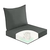 Basic Beyond Deep Seat Patio Cushions, 24x24 Outdoor Chair Cushions for Patio Furniture with Removable Cover, Patio Furniture Cushions with Ties and Handle, Grey