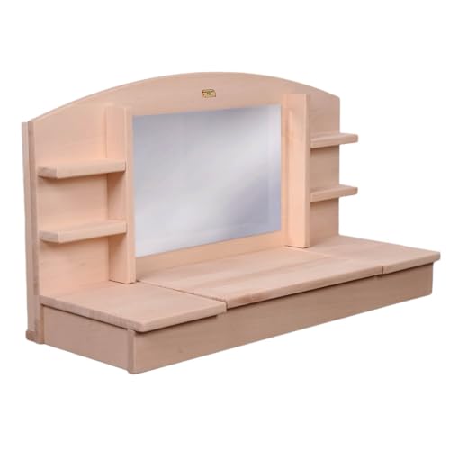 2-in-1 Kinder Schminktisch aus Holz | Mit Schmink und Maltafel | Schminkkommode und Frisiertisch
