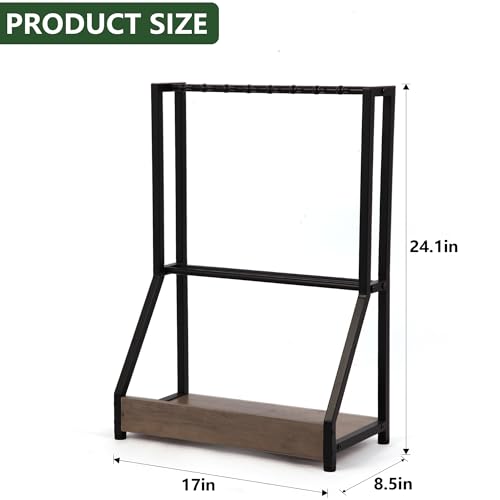 Image of Golf Club Holder for 9 Clubs & 9 Balls, Solid Wood & Iron Golf Organizer, Golf Putter Holder Floor Stand, Golf Club Stand Suitable for Golf Simulators|Golf Course Accessories
