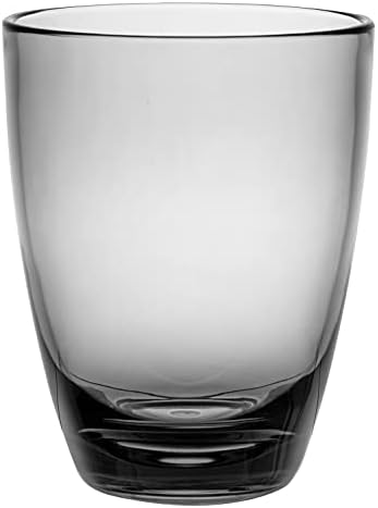 KLIFA- ETON- 15.2 ounce, Set of 6, Acrylic Tumbler Drinking Glasses Cups, BPA-Free, Stackable Plastic Drinkware, Dishwasher Safe, Gray-Black
