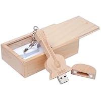 Unidad flash USB de madera de arce en forma de guitarra (en caja