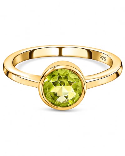Image of 925 Sterling Silver 18K Gold Plated Birthstone 2 Ct Solitaire Natural Gemstone Ring for Women | Fine Jewelry Gift for Wife, Girlfriend, Sister, Birthday, Anniversary, Rakhi, Rakshabandhan, Valentine's
