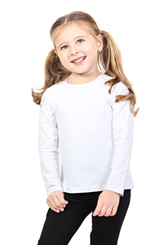 Lilax Girls' Basic Long Sleeve Round Neck Cotton T-Shirt