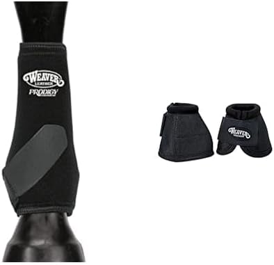 Weaver Leather Prodigy Original Athletic Boots and NoTurn Bell Boots, Black, Medium, Front Set
