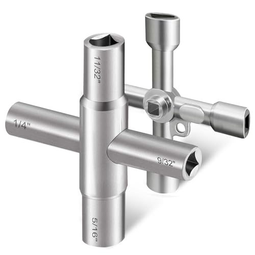 Viganoc 2Pc. 4 Way Sillcock Key Set, Utilities Key, Multi-Functional Water Key, Fits Most Sillcock, Stopcock, Water Spigots, Wall-Hydrant, Control Cabinet and Valves