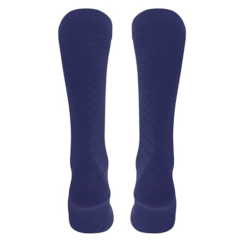 Image of Truform Pattern Compression Socks, 8-15 mmHg, Men & Women's Diamond Knit Dress Socks, Knee High Over Calf Length, Charcoal, Medium