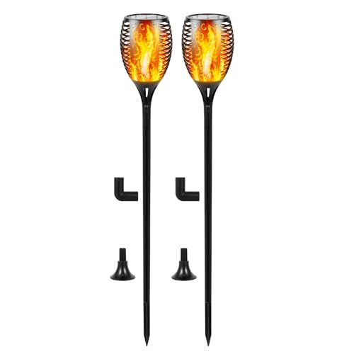 I-SHUNFA 96 LED Solar Lights Outdoor Garden,43 inch Tall Solar Torch Flickering Dancing Flame Lights with 3 Modes,IP65 Waterproof Auto ON/Off Landscape Decorations for Pathway,Patio,Yard