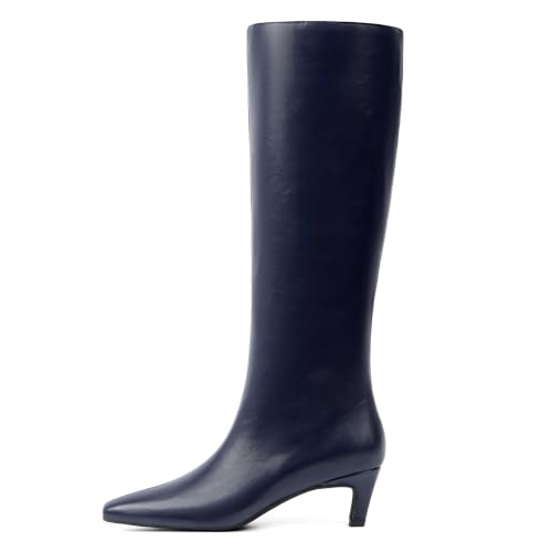 Image of Modatope Knee High Boots Women Square Toe Kitten Heel Tall Boots