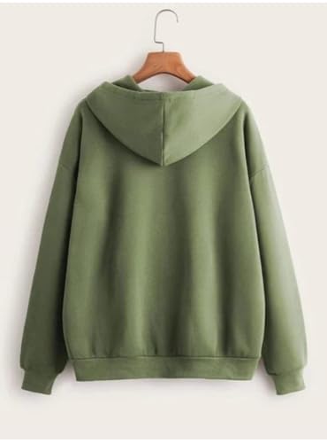 Image of Rabboni Women's Solid Zip-Up Hoodie Jacket | Full Sleeve Hooded Sweatshirt with Kangaroo Pockets | Casual Winter Wear Hoodie for Women