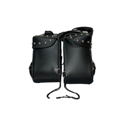 Alforjas de cuero para motocicleta para Softails, Sportsters y Choppers con tachuelas miniatura 3