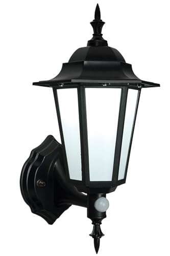 Black Traditional Style 7W Outdoor Motion Sensor PIR Security IP44 Cool White 4200K LED Classic Wall Light Lantern