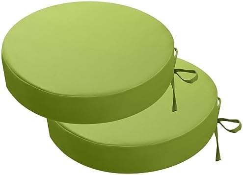 Soft Symphony Round Outdoor Bistro Chair Cushions Set of 2, Waterproof Patio Chair Cushions for Outdoor Furniture, Round Seat Chair Pads with Ties for Patio Garden Dining.FM_31 (Parrot Green)-image-30