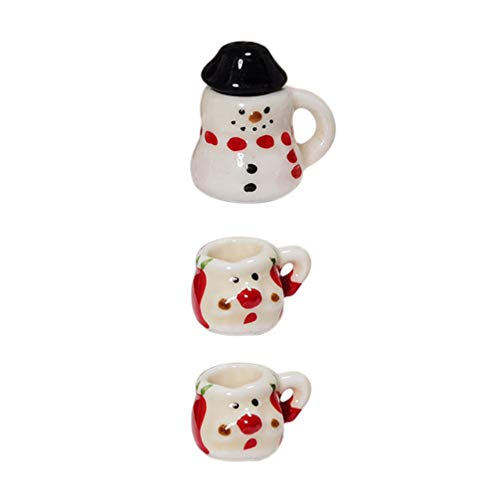 TOYANDONA Weihnachten Puppenhaus Deko Keramik Teeservice: Mini Teekanne Teetasse Puppenstube Küche Weihnachtsdeko…