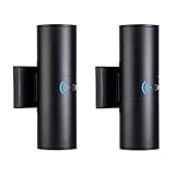 Tipace 2 Pack Dusk to Dawn Modern Outdoor Porch Lights Matte Black Sensor up and Down Wall Lights Cy