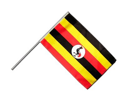 Drapeau Ouganda sur hampe petit format 60x90 pavillon tissu avec manche